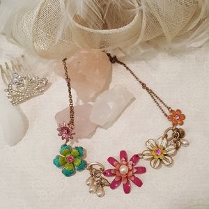 Jewelry - Pink Blue White Flower Necklace Jewelry - Pink Blue White Flower Necklace